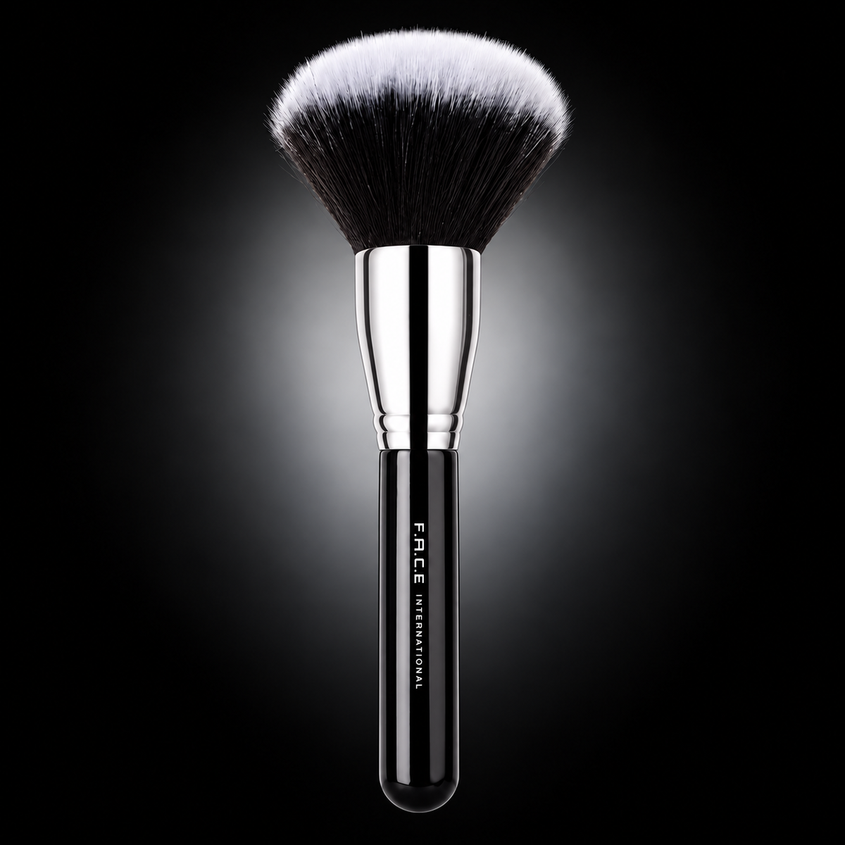 Large Dome Powder Brush with small approved F.A.C.E INTERNATIONAL logo, oversized rounded bristles, and matching silver ferrule